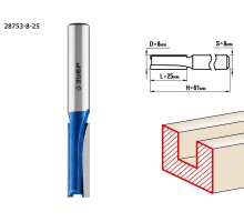 Фреза пазовая прямая 8x25 мм, хвостовик 8 мм Зубр 28753-8-25