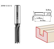 Фреза пазовая прямая 12x32 мм, хвостовик 12 мм Зубр 28780-12-32-12