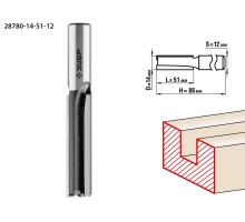Фреза пазовая прямая 14x51 мм, хвостовик 12 мм Зубр 28780-14-51-12