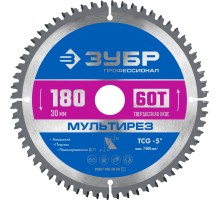 Диск пильный по алюминию Мультирез 180x30 мм, 60Т Зубр 36907-180-30-60_z01