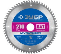 Диск пильный по алюминию Мультирез 210x30 мм, 64Т Зубр 36907-210-30-64_z01