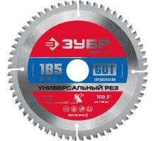 Диск пильный по алюминию Универсальный рез 185x30/20 мм, 60Т Зубр 36916-185-30-60_z01