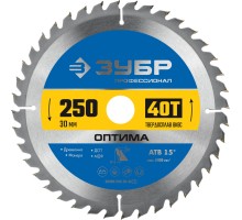Диск пильный по дереву Оптима 250x30 мм, 40Т Зубр 36903-250-30-40_z01