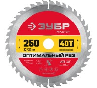 Диск пильный по дереву Оптимальный рез 250x32/30 мм, 40Т Зубр 36912-250-32-40_z01