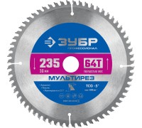 Диск пильный по алюминию Мультирез 235x30 мм, 64Т Зубр 36907-235-30-64_z01