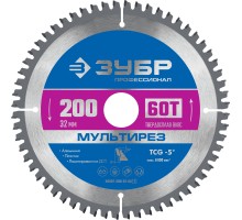 Пильный диск по алюминию Мультирез 200x32 мм, 60Т Зубр 36907-200-32-60_z01