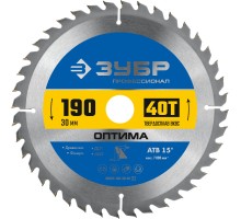 Диск пильный по дереву Оптима 190x30 мм, 40Т Зубр 36903-190-30-40_z01