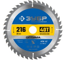 Диск пильный по дереву Оптима 216x30 мм, 40Т Зубр 36903-216-30-40_z01