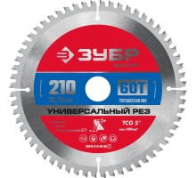 Диск пильный по алюминию Универсальный рез 210x30/20 мм, 60Т Зубр 36916-210-30-60_z01