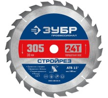 Диск пильный по строительной древесине Стройрез 305x30 мм, 24Т Зубр 36931-305-30-24