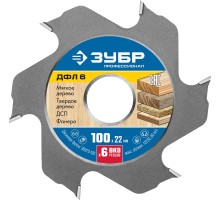 Дисковая фреза для ламельного фрезера ДФЛ6, 100x22 мм, 6 резцов Зубр 36970-100