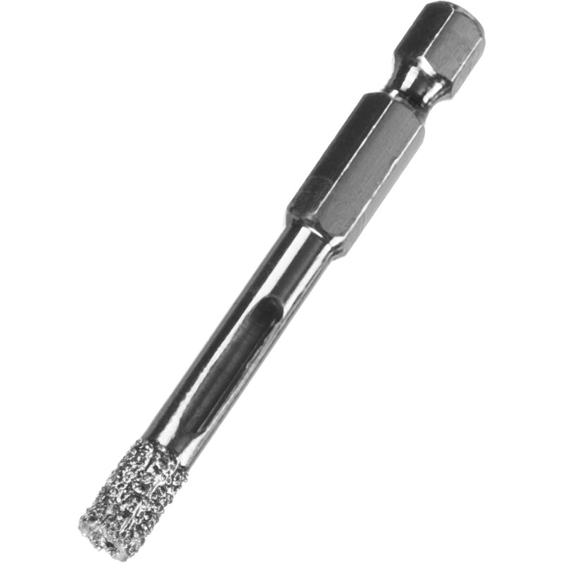 Вакуумное алмазное трубчатое сверло АВК, d 6 мм (HEX 1/4″, 15 мм кромка) Зубр 29865-06