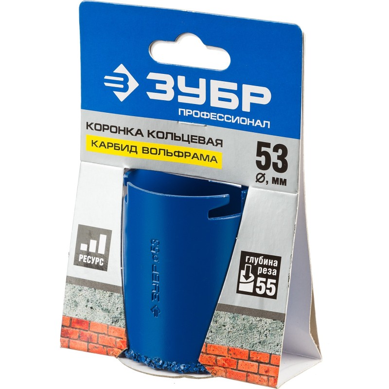 Коронка кольцевая 53 мм, L 55 мм, карбид вольфрама Зубр 33350-53_z01