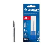 Твердосплавная борфреза 6х18 мм, тип G (парабола с острым углом), хв-к 6 мм Зубр 28806-6-18