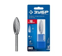Твердосплавная борфреза 16х36 мм, тип H (пламя, радиус 2.5 мм), хв-к 6 мм Зубр 28807-16-36
