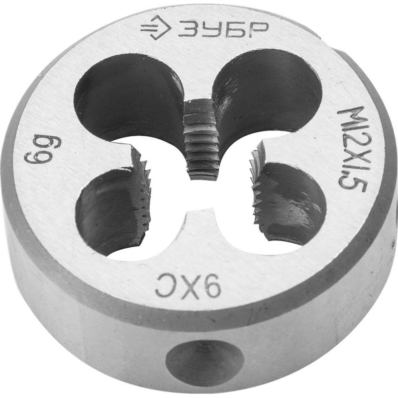 Плашка круглая ручная М12x1.5 мм сталь 9ХС Зубр 4-28022-12-1.5 Плашка круглая ручная М12x1.5 мм сталь 9ХС Зубр 4-28022-12-1.5