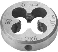 Плашка круглая ручная М10x1.0 мм сталь 9ХС Зубр 4-28022-10-1.0
