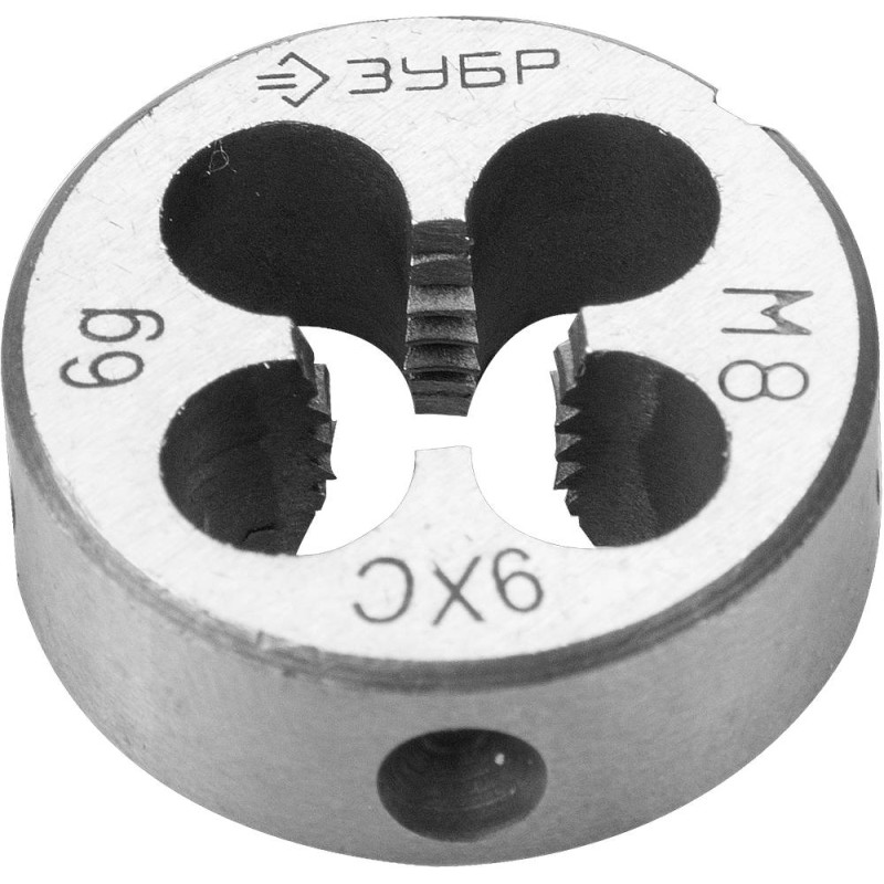 Плашка круглая ручная М8x1.0 мм сталь 9ХС Зубр 4-28022-08-1.0 Плашка круглая ручная М8x1.0 мм сталь 9ХС Зубр 4-28022-08-1.0