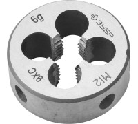 Плашка круглая ручная М12x1.75 мм сталь 9ХС Зубр 4-28022-12-1.75