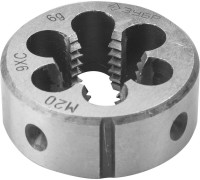 Плашка круглая ручная М20x2.5 мм сталь 9ХС Зубр 4-28022-20-2.5