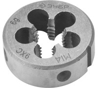 Плашка круглая ручная М14x1.5 мм сталь 9ХС Зубр 4-28022-14-1.5