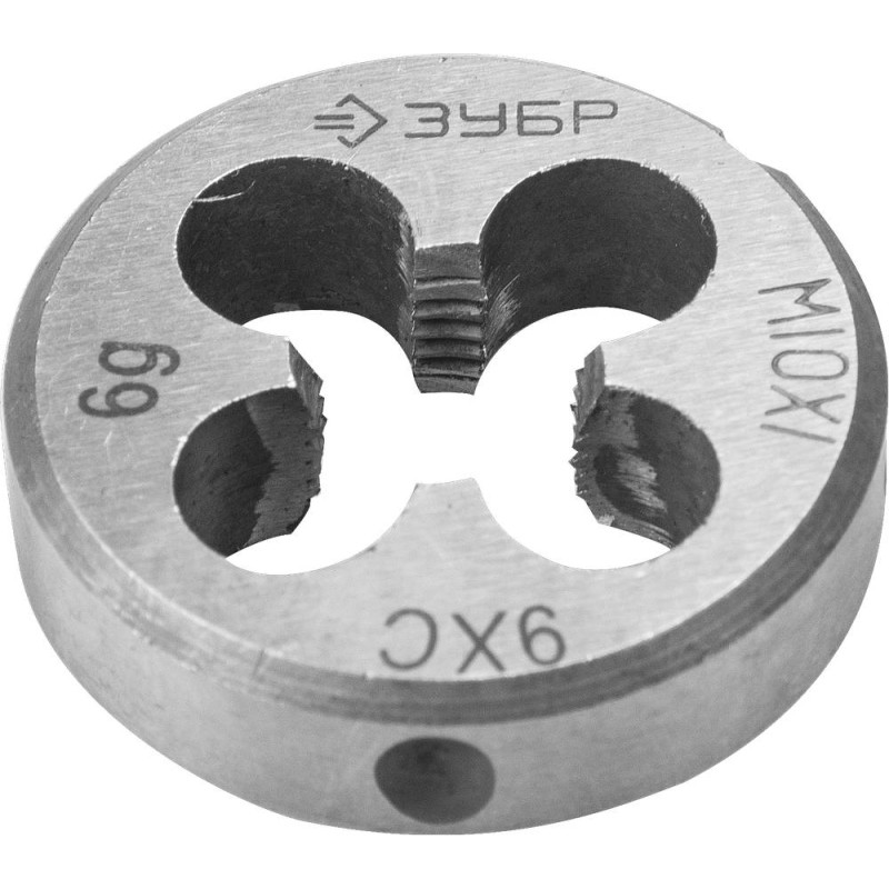 Плашка круглая ручная М10x1.0 мм сталь 9ХС Зубр 4-28022-10-1.0