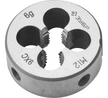Плашка круглая ручная М12x1.75 мм сталь 9ХС Зубр 4-28022-12-1.75