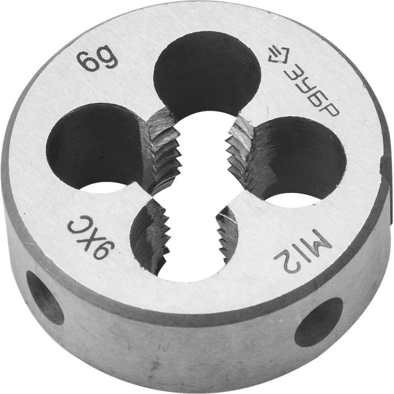 Плашка круглая ручная М12x1.75 мм сталь 9ХС Зубр 4-28022-12-1.75