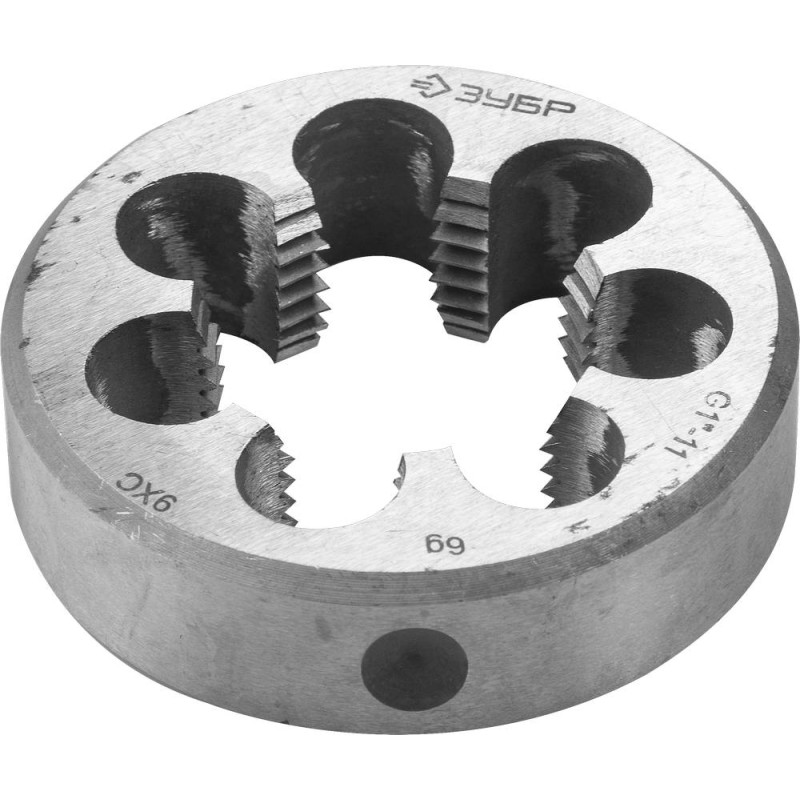 Плашка круглая ручная G 1″, сталь 9ХС Зубр 4-28032-1
