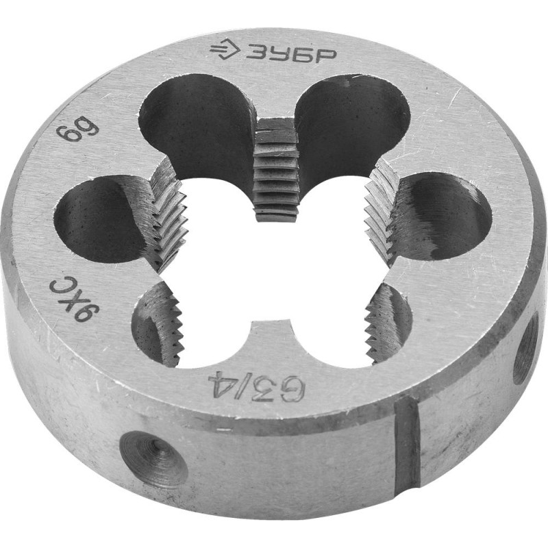 Плашка круглая ручная G 1/2″, сталь 9ХС Зубр 4-28032-1/2