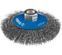 Коническая щетка-крацовка для УШМ 115 мм, витая, стальная проволока 0.3 мм Зубр 35265-115_z02