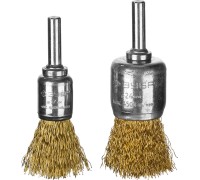 Набор кистевых щеток-крацовок для УШМ 2 шт. 17, 24 мм, витая стальная латунированная проволока 0.3 мм Зубр 3532-H2_z02