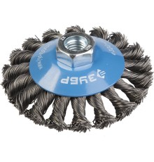 Коническая щетка-крацовка для УШМ 100 мм, стальная проволока 0.5 мм Зубр 35269-100_z01