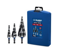 Набор ступенчатых сверл BLACK FORCE 3 шт., 4-32мм, винтовая проточка Зубр 29671-4-32-H3