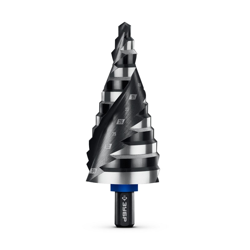 Сверло ступенчатое BLACK FORCE 6-38 мм, 12 ступеней, винтовая проточка Зубр 29671-6-38-12