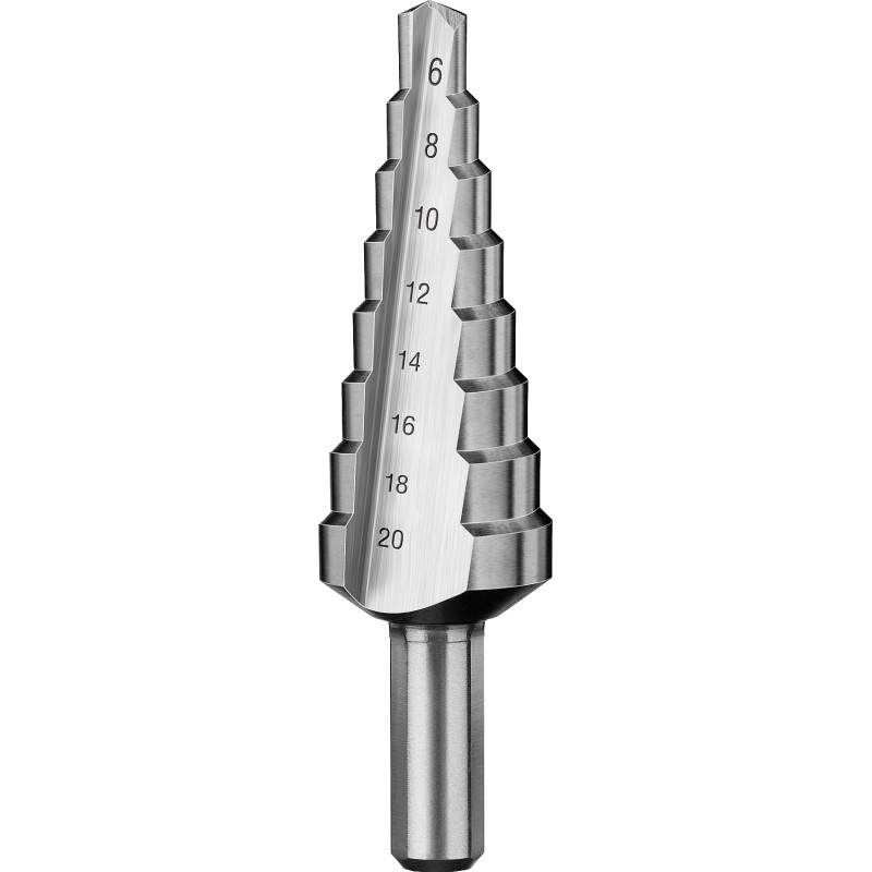 Ступенчатое сверло 6-20 мм, 8 ступеней, сталь Р6М5 Зубр 29670-6-20-8_z01