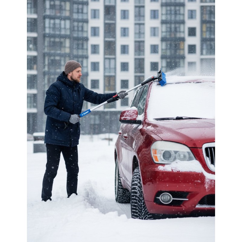 Телескопическая щетка с поворотной головой и водосгоном от снега автомобильная 910-1300 мм Зубр 61060-150_z01