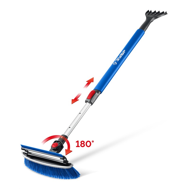 Телескопическая щетка с поворотной головой и водосгоном от снега автомобильная 940-1310 мм Зубр 61063