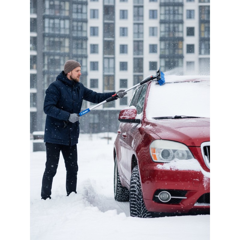 Телескопическая щетка с поворотной головой и водосгоном от снега автомобильная 910-1300 мм Зубр 61060-150_z01