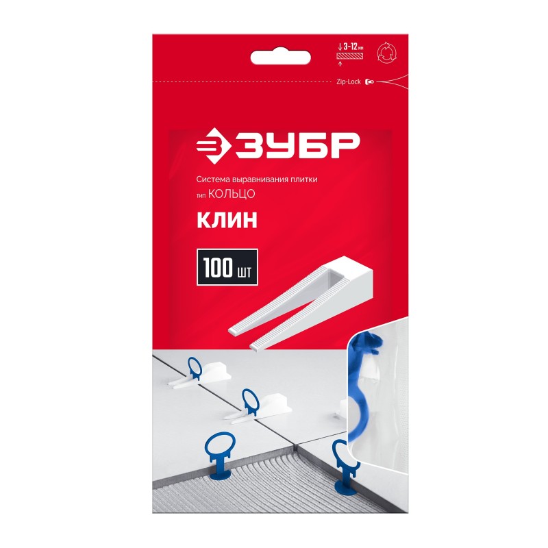 Система выравнивания плитки КОЛЬЦО, клин 100 шт. Зубр 3387-100