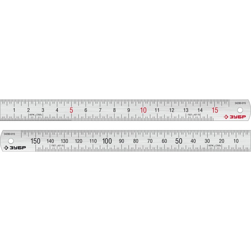 Усиленная нержавеющая линейка Зубр Про-15 0.15 м Зубр 34280-015