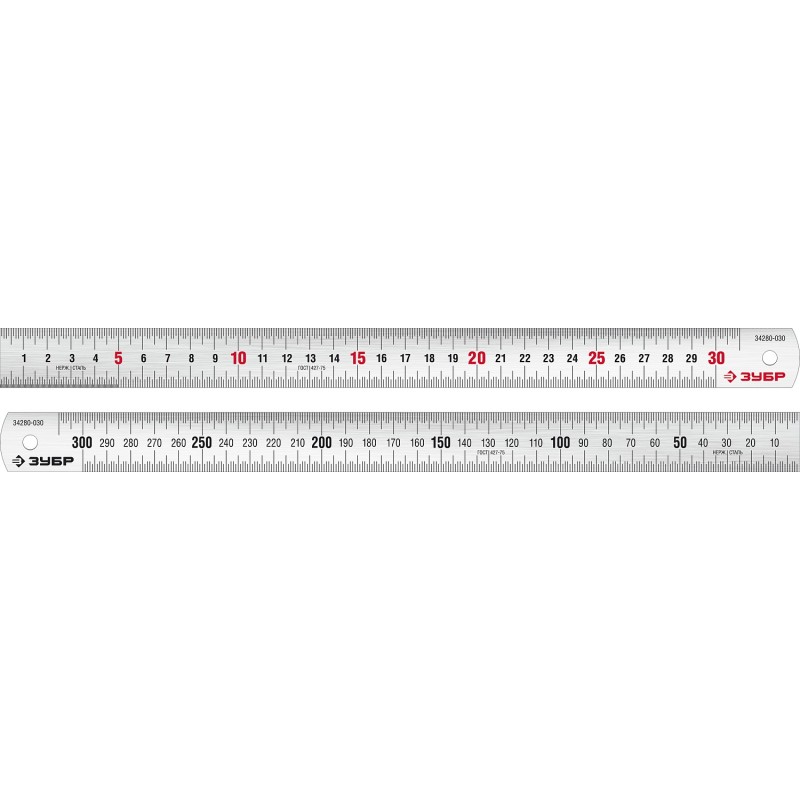 Усиленная нержавеющая линейка ЗУБР Про-30 34280-030