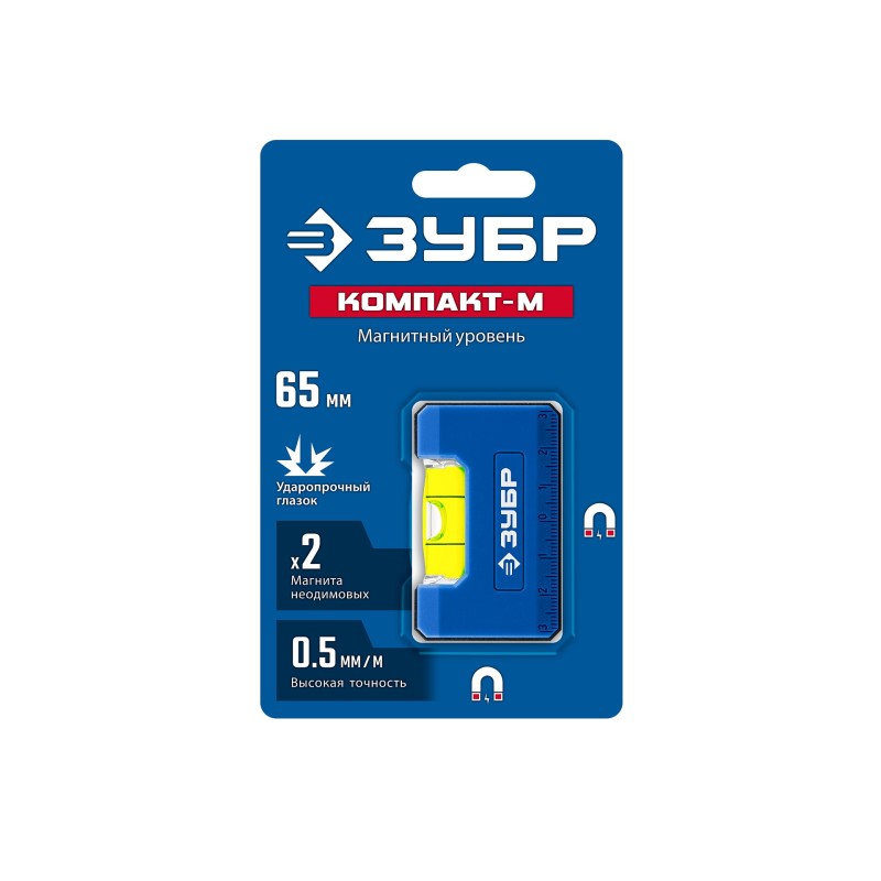 Магнитный компактный уровень КОМПАКТ - М, 65 мм Зубр 34550