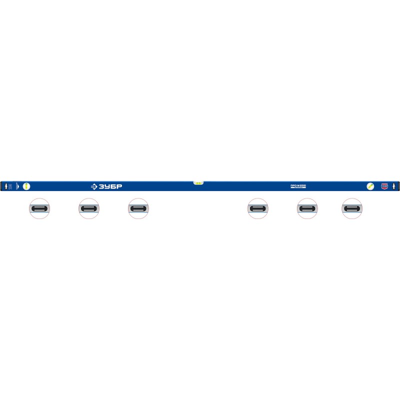Усиленный магнитный уровень 2000 мм с зеркальным глазком Зубр 34589-200_z01