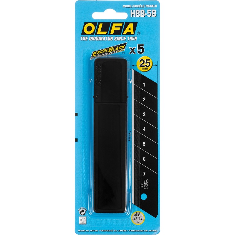 Сегментированные лезвия EXCEL BLACK, 25x126x0.7 мм, 5 шт. OLFA OL-HBB-5B