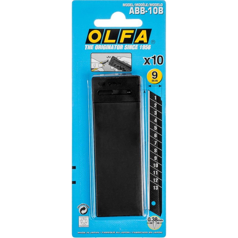 Сегментированные лезвия EXCEL BLACK, 9x80x0.38 мм, 10 шт. OLFA OL-ABB-10B