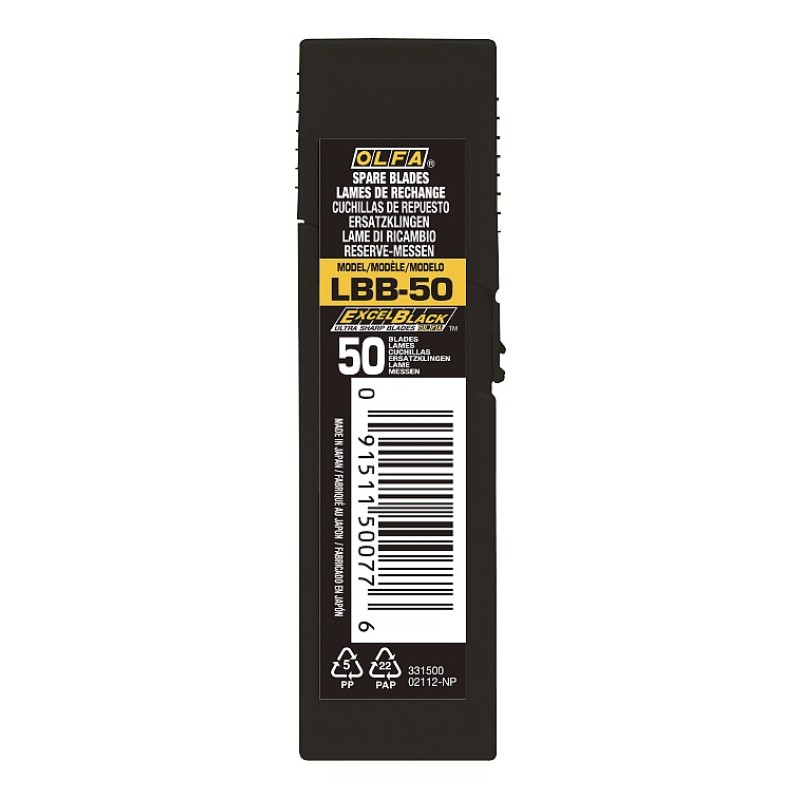 Сегментированные лезвия EXCEL BLACK 18 мм 50 шт. в боксе OLFA OL-LBB-50