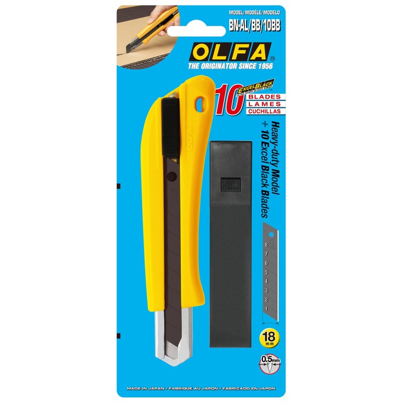 Нож с выдвижным лезвием 18 мм с авто фиксатором OLFA OL-BN-AL/BB/10BB