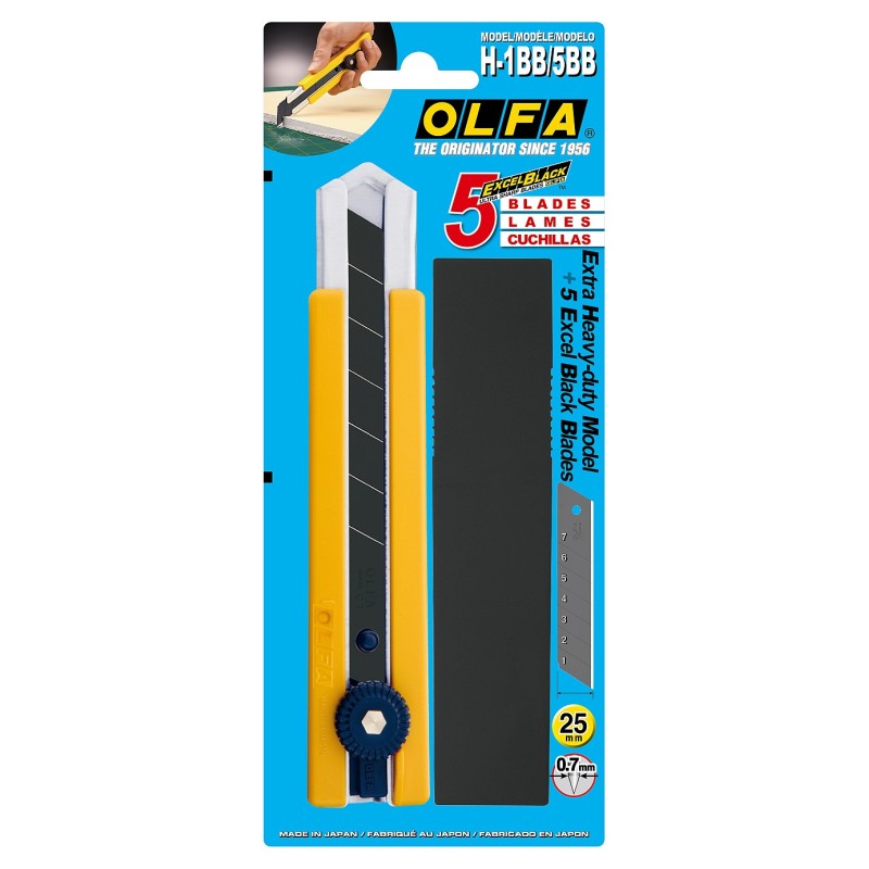Нож 25 мм в комплекте с лезвиями EXCEL BLACK 5 шт. OLFA OL-H-1BB/5BB