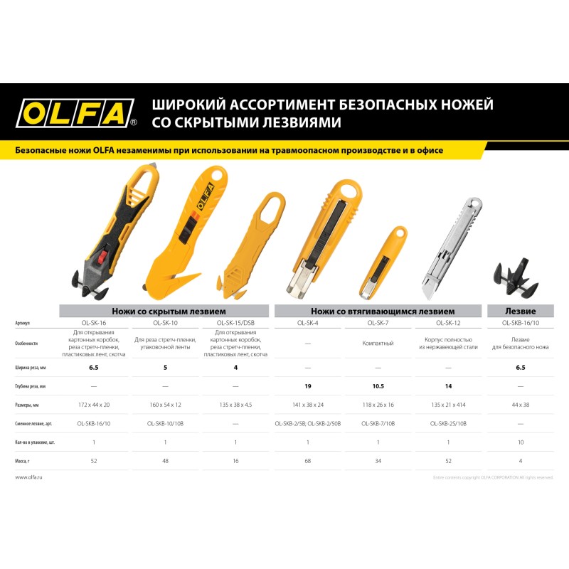 Безопасный нож для вскрытия коробок OLFA OL-SK-16